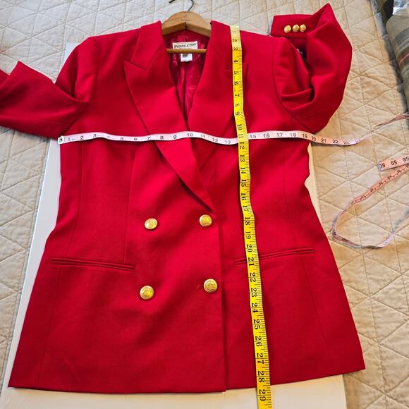 Pendleton Suit Coat Women's 8 Red Wool Gold Button Double Breasted Career Preppy - Picture 10 of 12